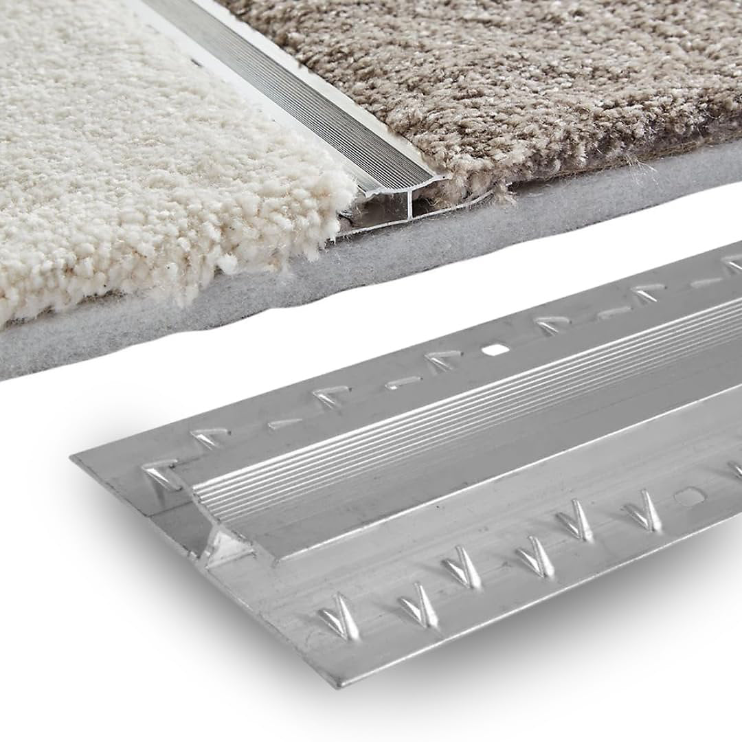 Carpet to Carpet Double Door Bar 0.9m – Silver Metal Threshold Strip