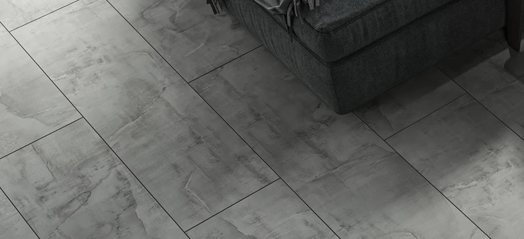 AGT Malta Concrete Grey Tile Effect 10mm Laminate Flooring