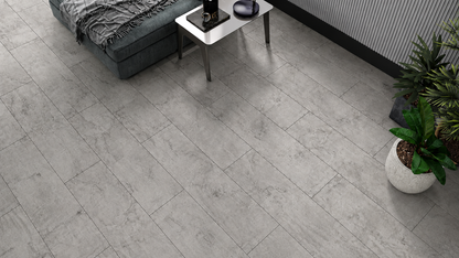 AGT Malta Concrete Grey Tile Effect 10mm Laminate Flooring