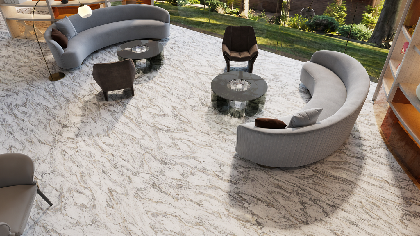 AGT Mirago White Marble Effect 10mm Laminate Flooring