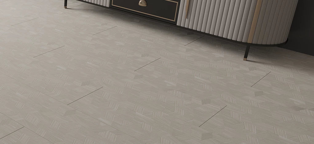 AGT Matera Beige Geometric Tile Effect 10mm Laminate Flooring