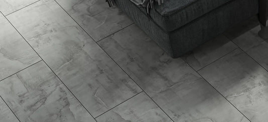 AGT Malta Concrete Grey Tile Effect 10mm Laminate Flooring