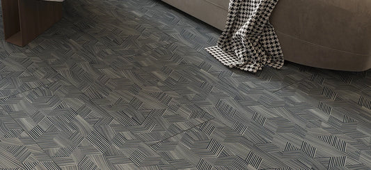 AGT Massimo Dark Geometric Tile Effect 10mm Laminate Flooring